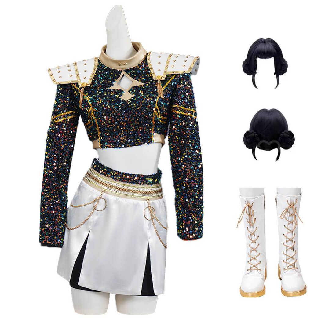 Zoey Kpop Demon Hunters Costume Black Golden Dance Halloween Outfit ...