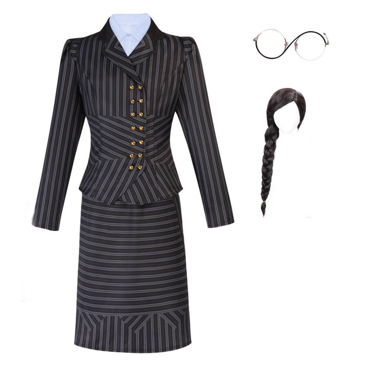 Witch Elphaba Costume Plaid Skirt Suit Wicked Cosplay Halloween Outfit Timcosplay