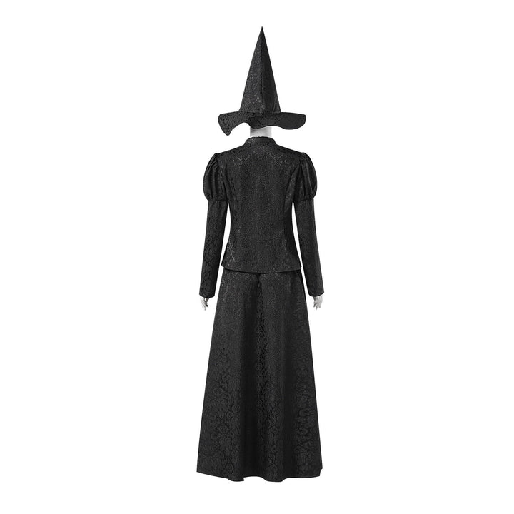 Witch Elphaba Costume Wicked Cosplay with Hat & Glasses Set Halloween Outfit Timcosplay