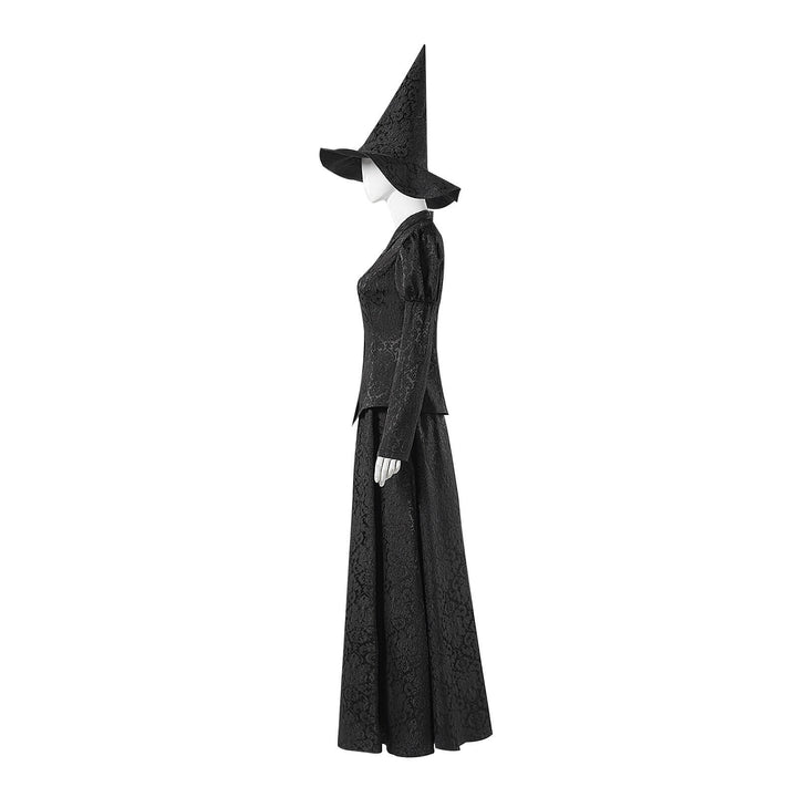 Witch Elphaba Costume Wicked Cosplay with Hat & Glasses Set Halloween Outfit Timcosplay