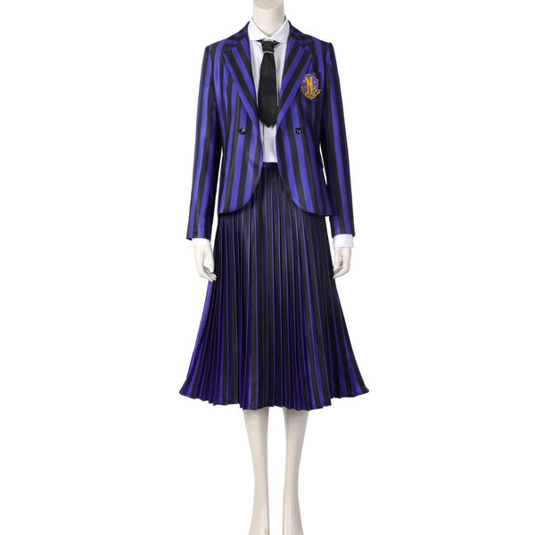 Nevermore Academy Uniform Wednesday 2 Academy Uniform Halloween Outfit with Wig