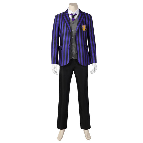 Eugene Otinger Costume Wednesday Season 2 Cosplay Academy Purple School Uniform