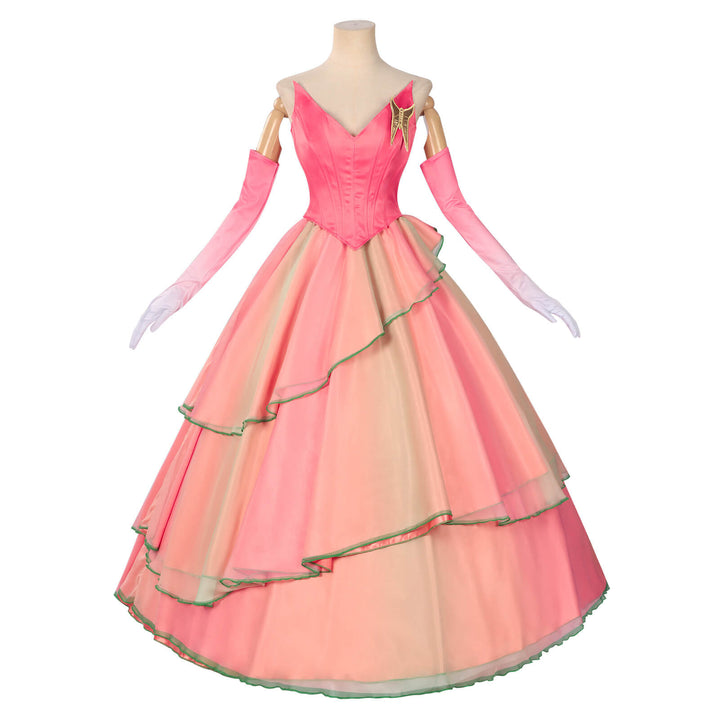 Glinda Costume Good Witch Pink Flower Dress Wicked Cosplay Halloween Outfit Timcosplay
