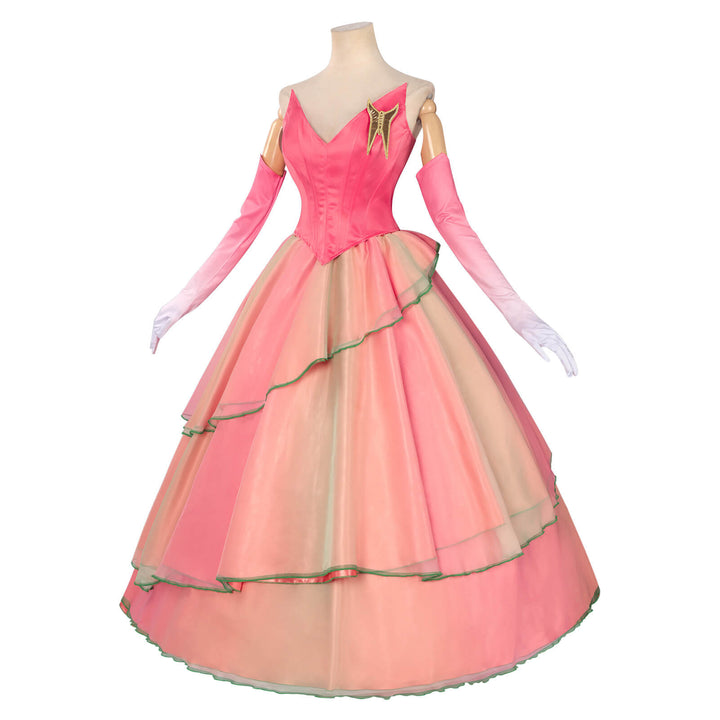 Glinda Costume Good Witch Pink Flower Dress Wicked Cosplay Halloween Outfit Timcosplay