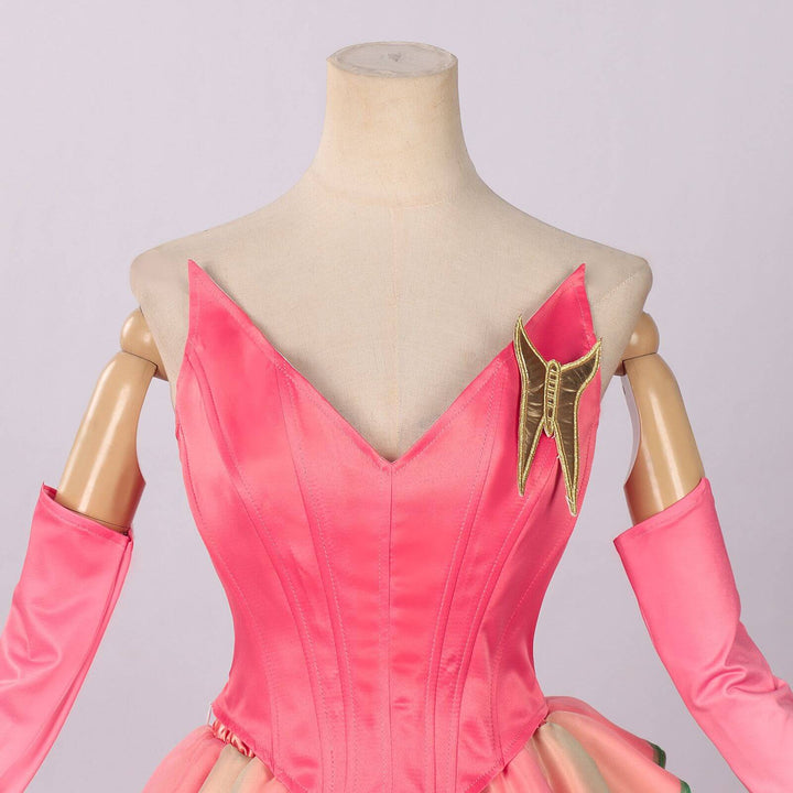 Glinda Costume Good Witch Pink Flower Dress Wicked Cosplay Halloween Outfit Timcosplay