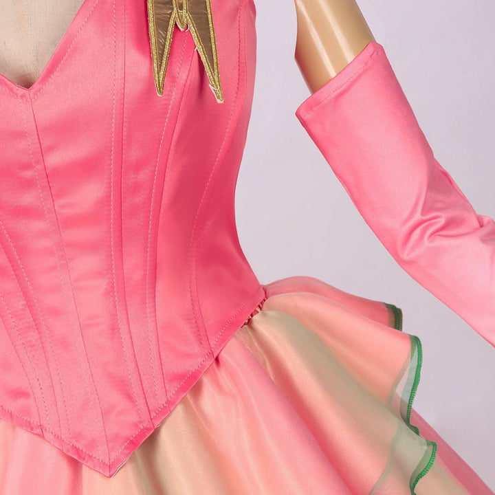 Glinda Costume Good Witch Pink Flower Dress Wicked Cosplay Halloween Outfit Timcosplay