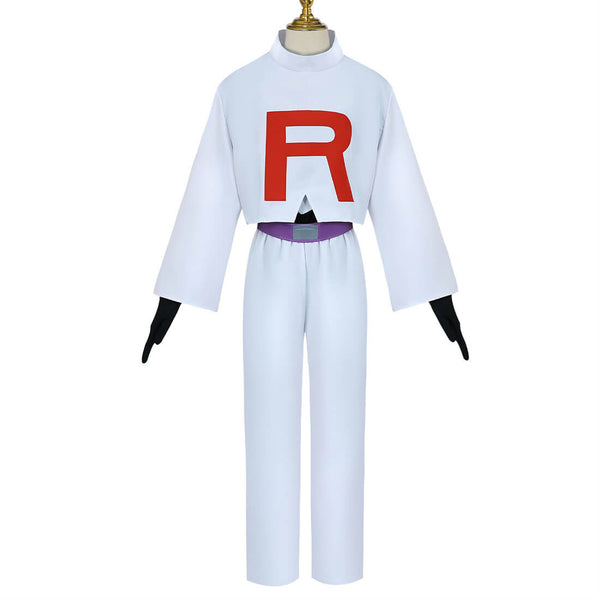 James Team Rocket Costume White James Halloween Cosplay Outfit Men