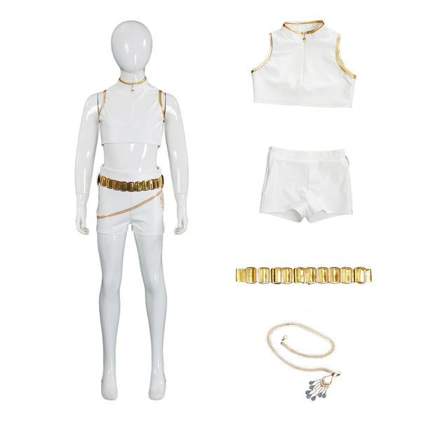 Kids Rumi Demon Hunter Hunters Costume White Dance Cosplay Outfit Girls