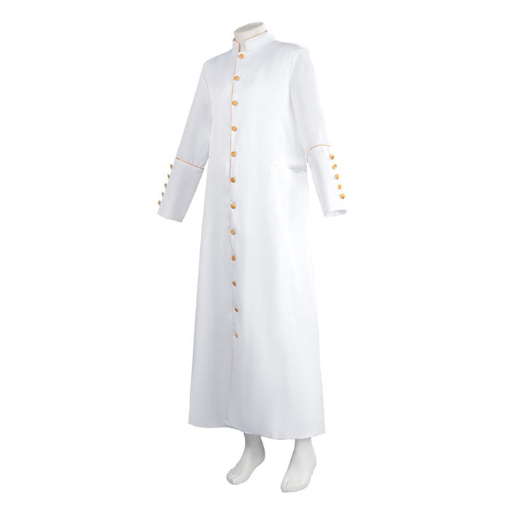 Mens Medieval Priest Costume Vintage Long Sleeved Robe Adult Clergy Pastor Cassock Timcosplay
