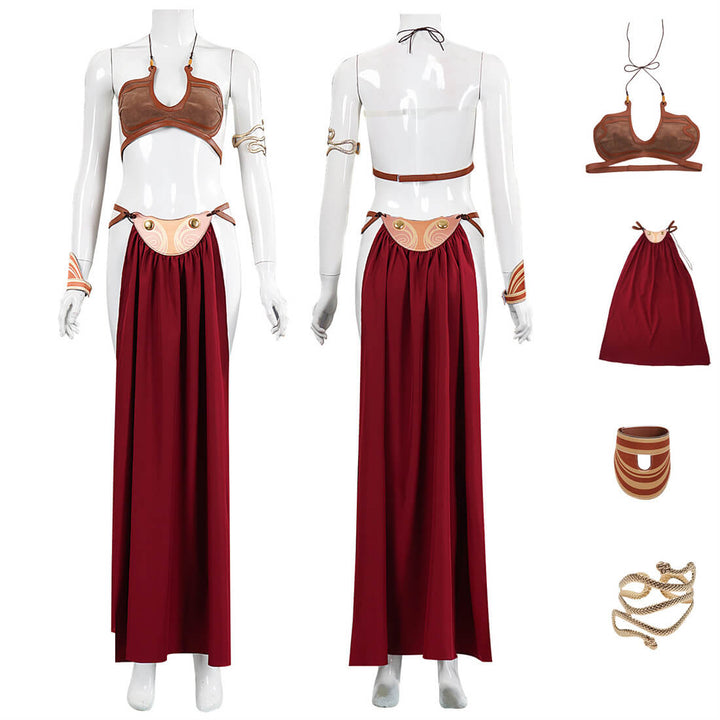 Princess Leia Costume Slave Leia Gold Bikini Halloween Cosplay Outfit Timcosplay