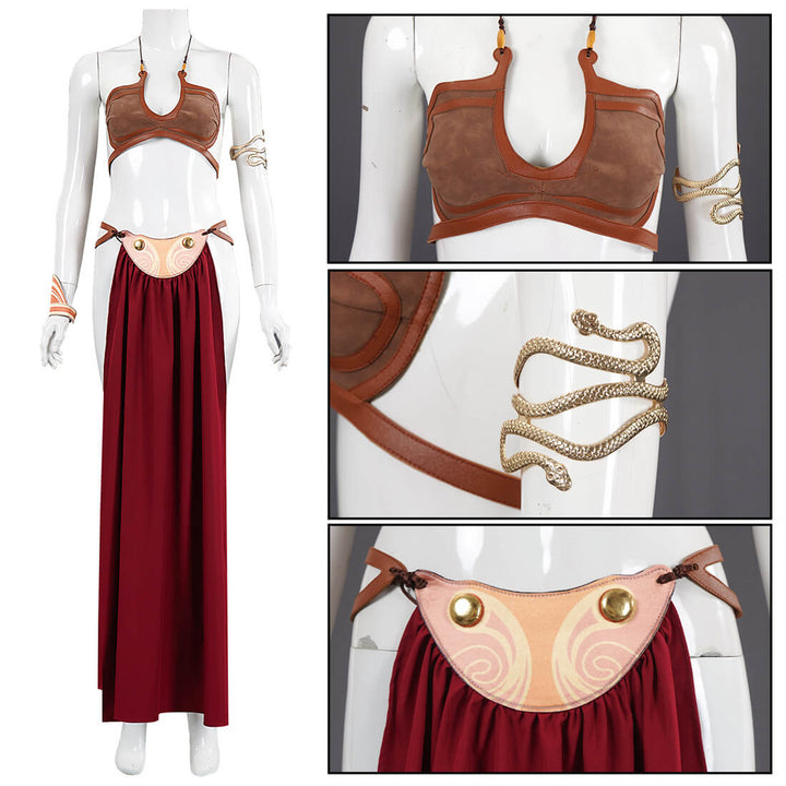 Princess Leia Costume Slave Leia Gold Bikini Halloween Cosplay Outfit Timcosplay