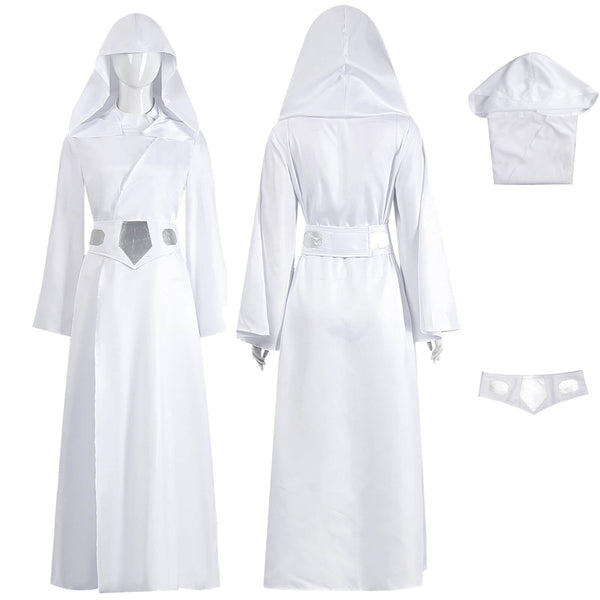 Princess Leia Costume Adult Women White Dress Tunic Halloween Cosplay Suit Timcosplay