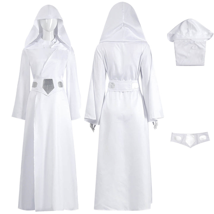 Princess Leia Costume Adult Women White Dress Tunic Halloween Cosplay Suit Timcosplay