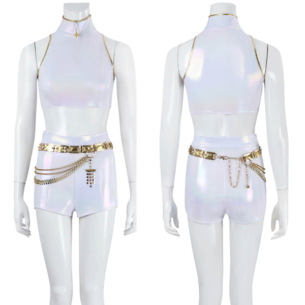 Rumi Kpop Demon Hunters Costume White Stage Dance Halloween Cosplay Suit