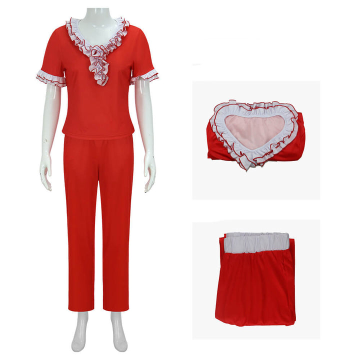 Sally O Malley Im 50 Costume Lady Kick Outfit Halloween Cosplay Red Suit Timcosplay