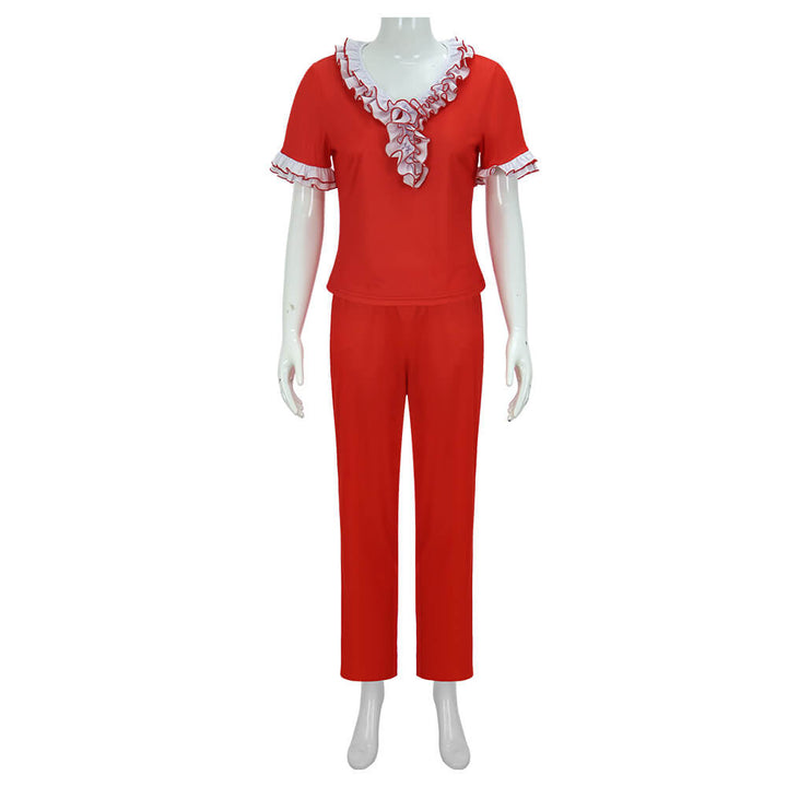 Sally O Malley Im 50 Costume Lady Kick Outfit Halloween Cosplay Red Suit Timcosplay