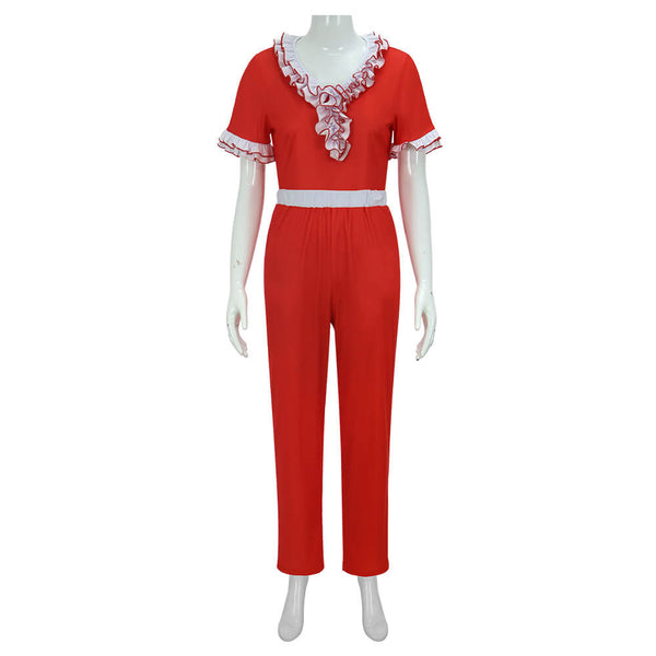 Sally O Malley Im 50 Costume Lady Kick Outfit Halloween Cosplay Red Suit