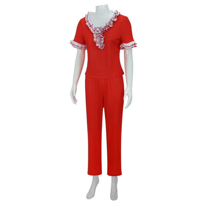 Sally O Malley Im 50 Costume Lady Kick Outfit Halloween Cosplay Red Suit Timcosplay