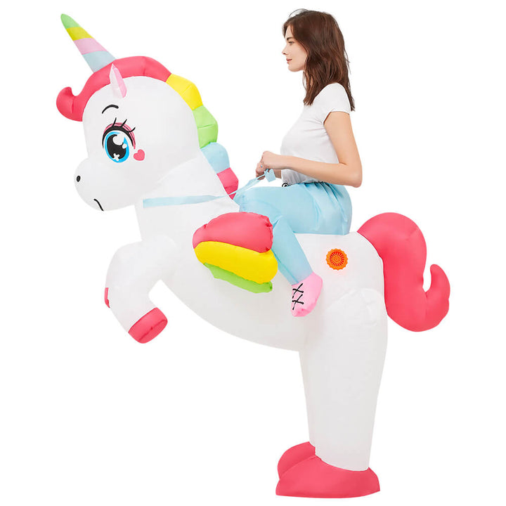 Inflatable Unicorn Costume Ride On Unicorn Costume Halloween Outfit Timcosplay