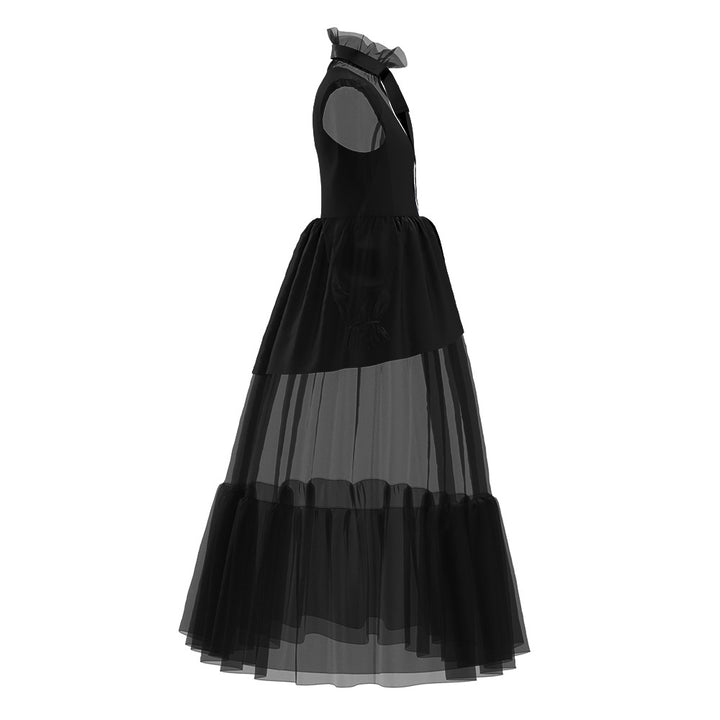 Wednesday Addams Black Dress Wednesday Costume with Wig Halloween Cosplay Outfit Timcosplay