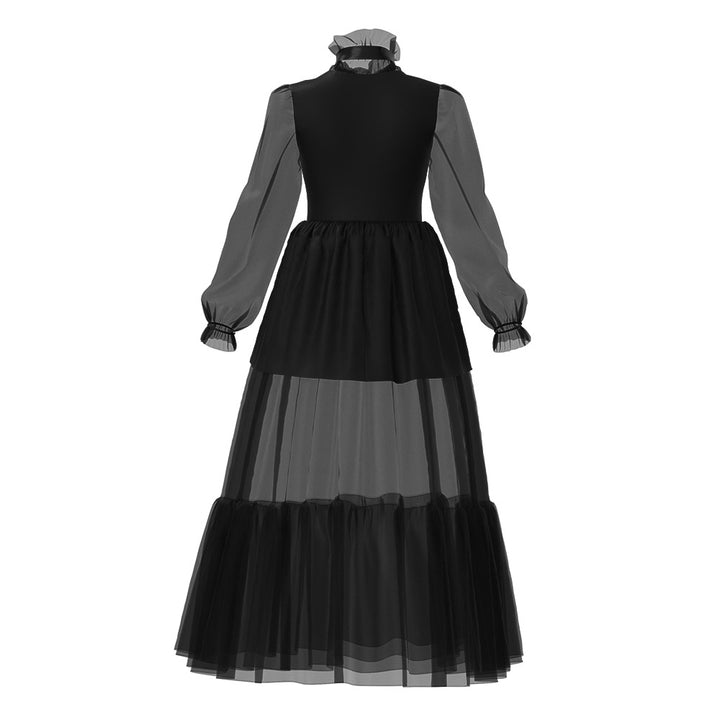 Wednesday Addams Black Dress Wednesday Costume with Wig Halloween Cosplay Outfit Timcosplay