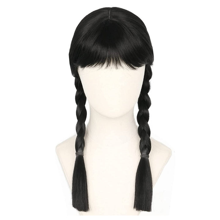 Wednesday Addams Black Dress Wednesday Costume with Wig Halloween Cosplay Outfit Timcosplay