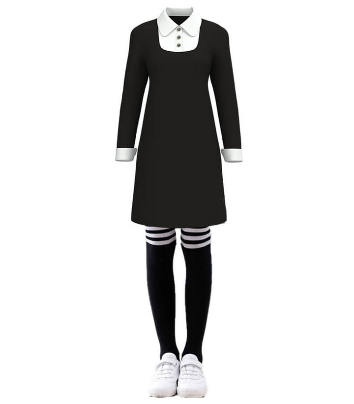 Wednesday Addams Dress Sockings Halloween Cosplay Suit with Wednesady Wig Timcosplay