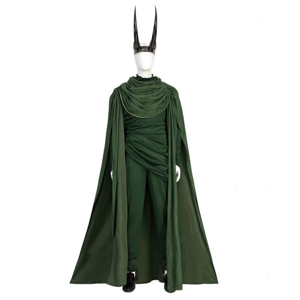 Loki God of Stories Cosplay Costume with Helmet Horns Halloween Outfit