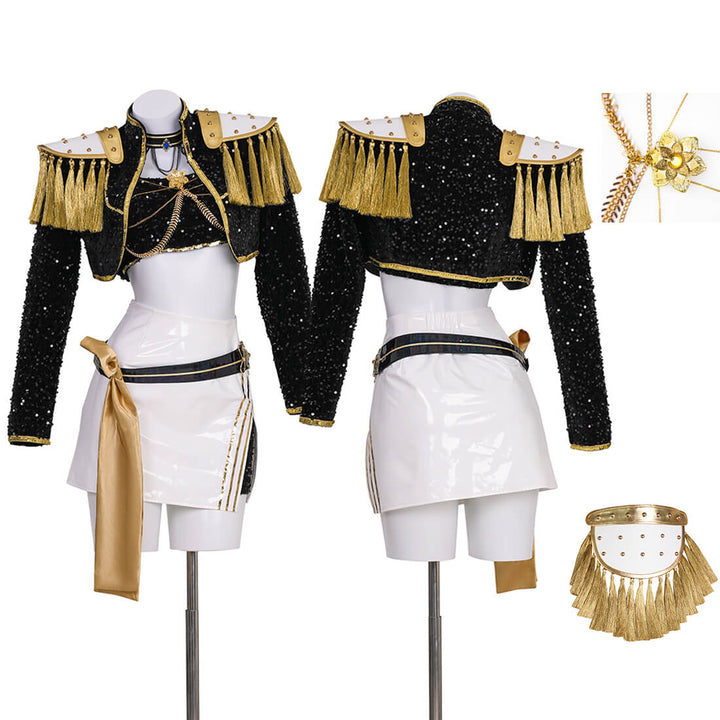 Mira Golden Kpop Demon Hunters Black Dance Cosplay Suit Halloween Party Outfit - Timcosplay