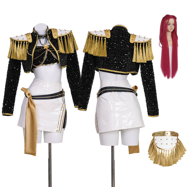 Mira Golden Kpop Demon Hunters Black Dance Cosplay Suit Halloween Party Outfit