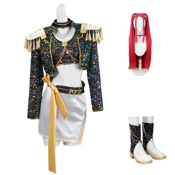 Mira Kpop Demon Hunters Costume Black Golden Dance Halloween Cosplay Outfit