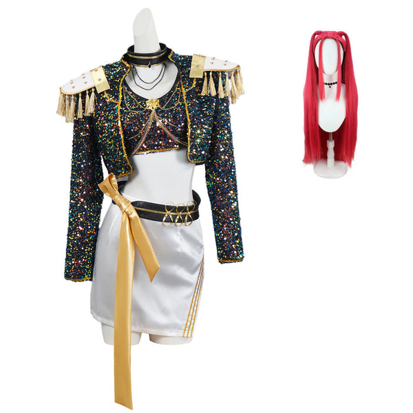 Kids Mira Kpop Demon Hunters Costume Black Golden Dance Halloween Cosplay Outfit Girls