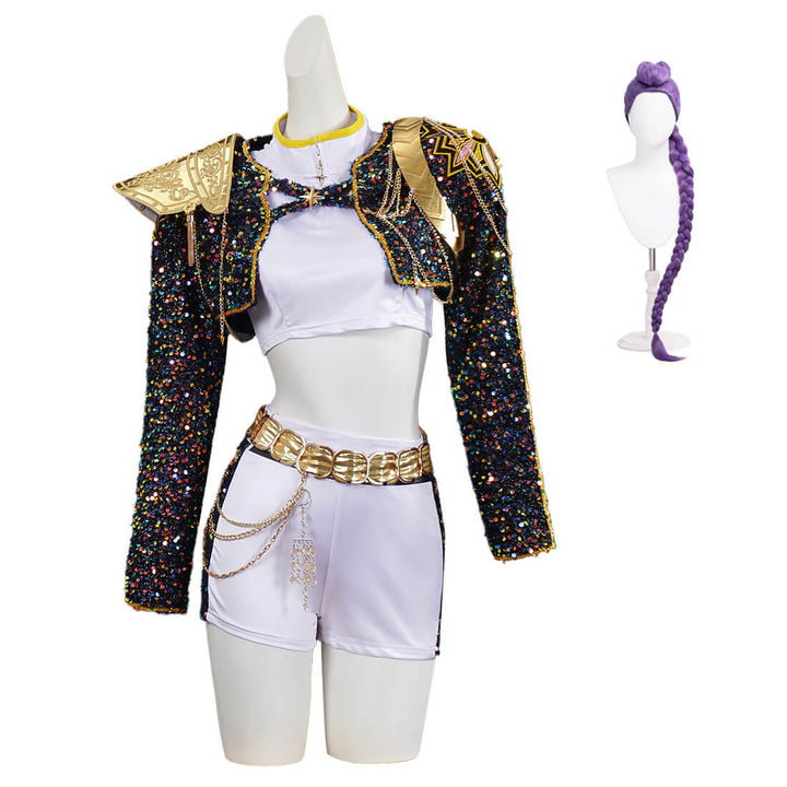Rumi Kpop Demon Hunters Costume Black Golden Dance Halloween Outfit - Timcosplay