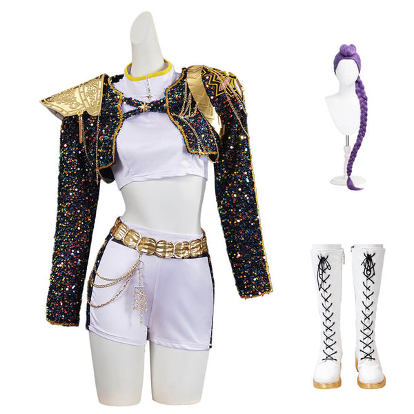 Rumi Kpop Demon Hunters Costume Black Golden Dance Halloween Outfit