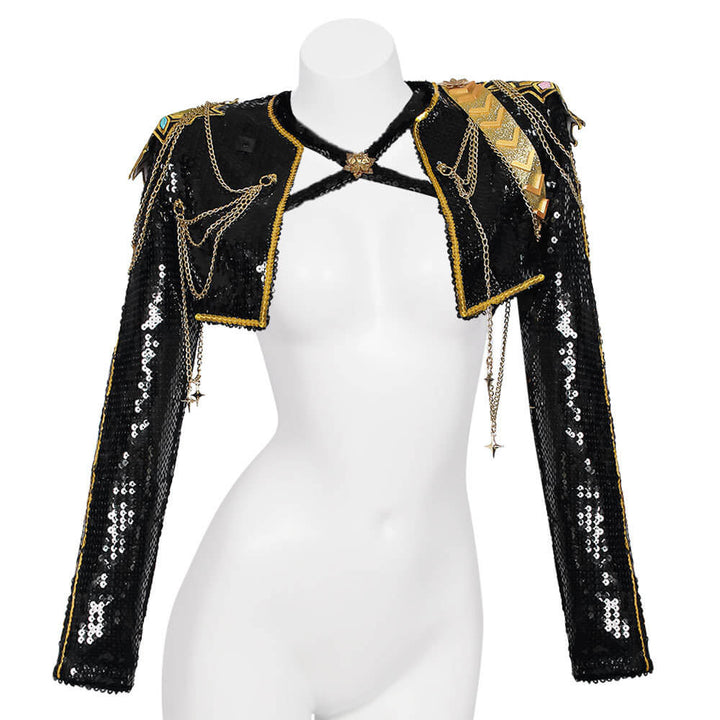 Rumi Golden Costume Kpop Demon Hunters Rumi Black Dance Halloween Outfit - Timcosplay