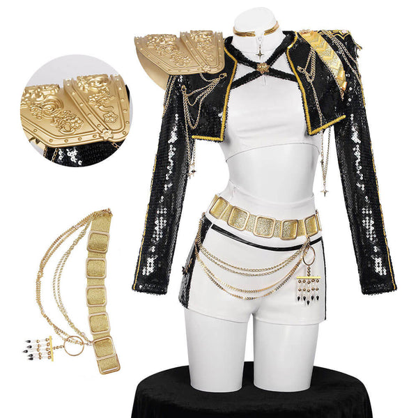 Rumi Golden Costume Kpop Demon Hunters Rumi Black Dance Halloween Outfit