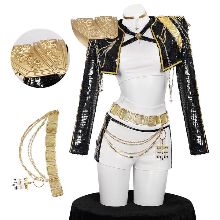 Rumi Golden Costume Kpop Demon Hunters Rumi Black Dance Halloween Outfit - Timcosplay