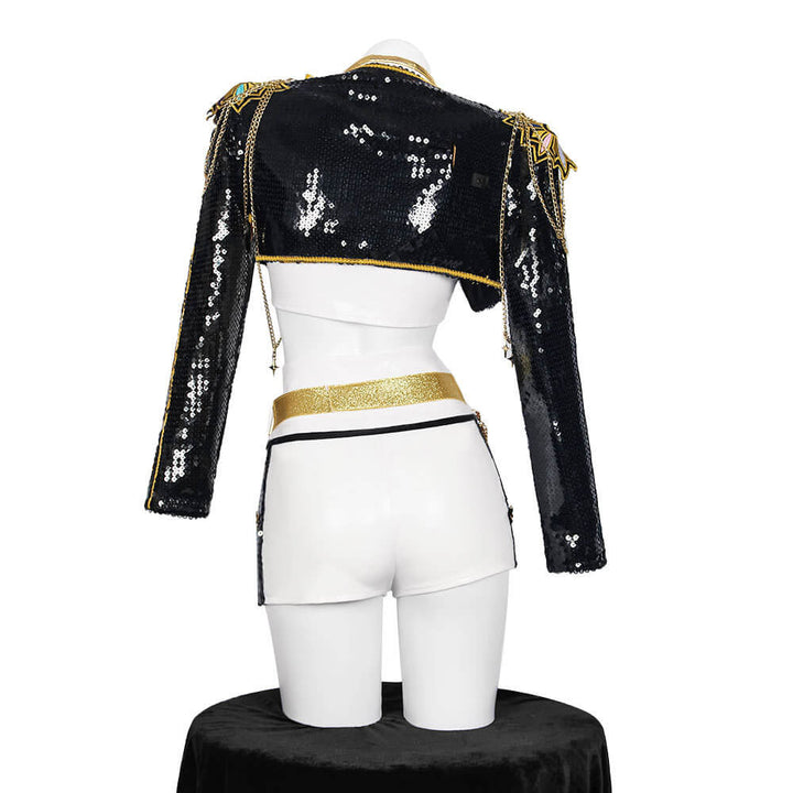 Rumi Golden Costume Kpop Demon Hunters Rumi Black Dance Halloween Outfit - Timcosplay