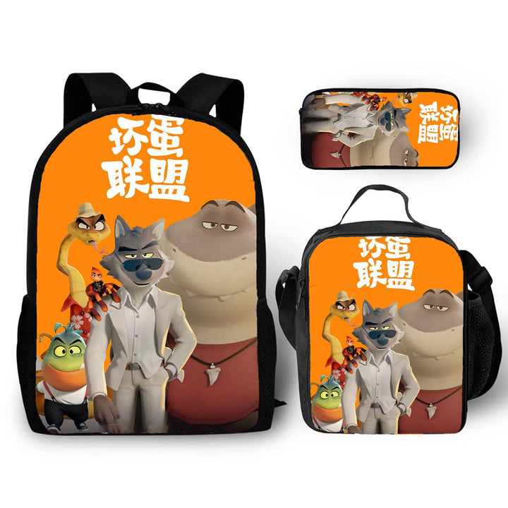 The Bad Guys 2  Mr Wolf Backpack Teenager Large Capacity School Shoulder Bag Timcosplay