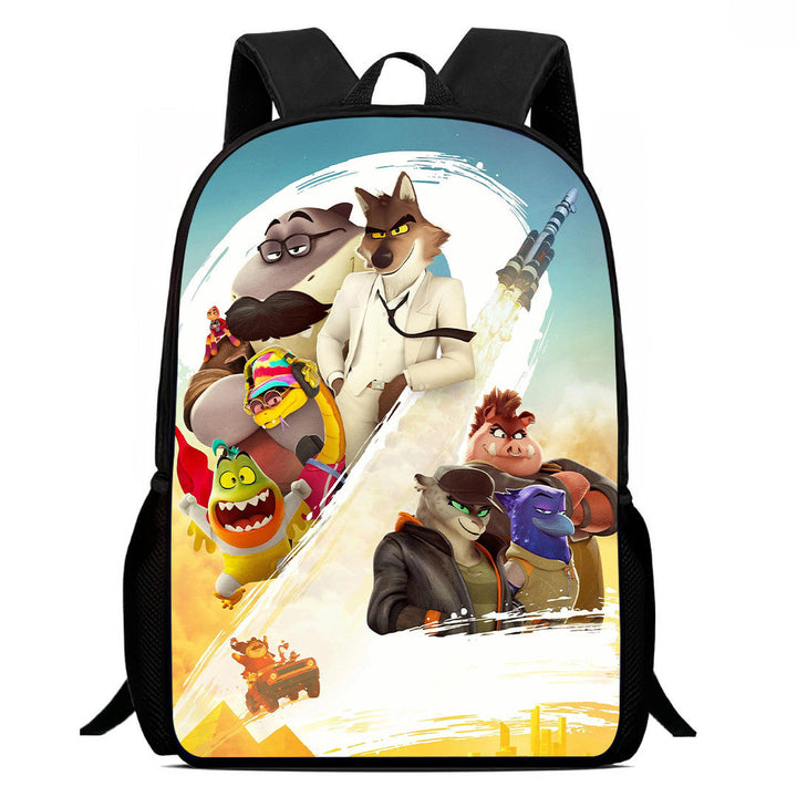 The Bad Guys 2  Mr Wolf Backpack Teenager Large Capacity School Shoulder Bag Timcosplay