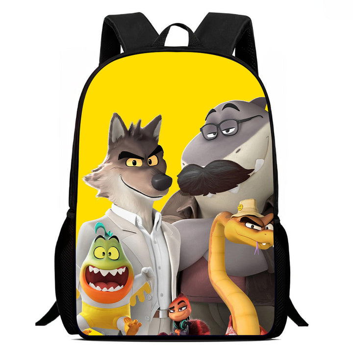 The Bad Guys 2  Mr Wolf Backpack Teenager Large Capacity School Shoulder Bag Timcosplay