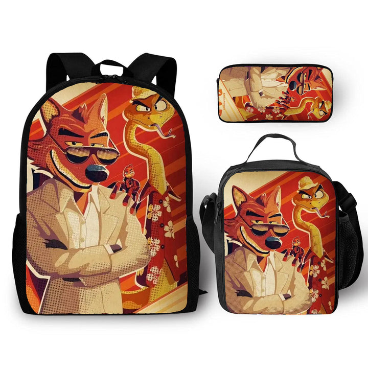 The Bad Guys 2  Mr Wolf Backpack Teenager Large Capacity School Shoulder Bag Timcosplay