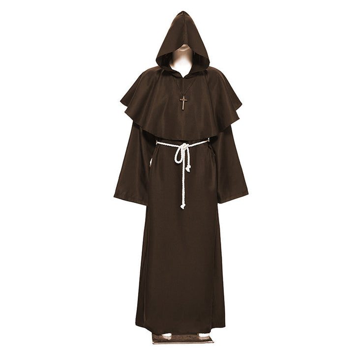 Wizard Costume Adult Medieval Hooded Cloak Priest Robe Renaissance Cape Timcosplay