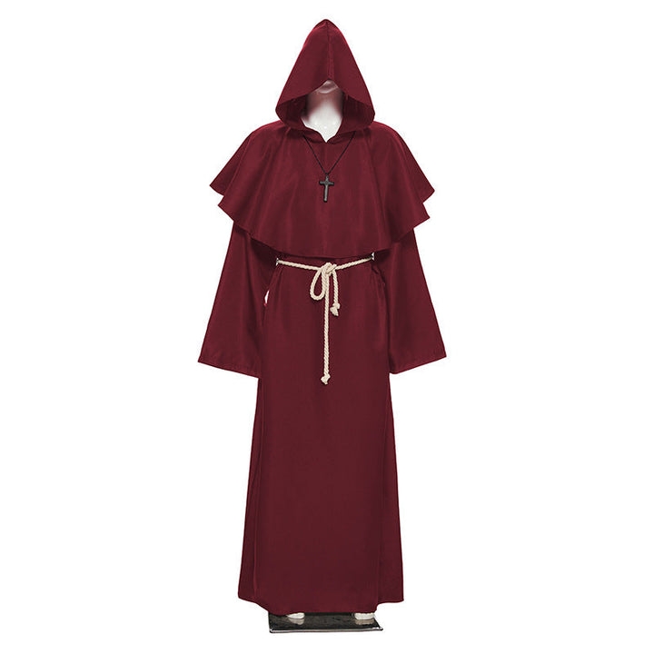 Wizard Costume Adult Medieval Hooded Cloak Priest Robe Renaissance Cape Timcosplay
