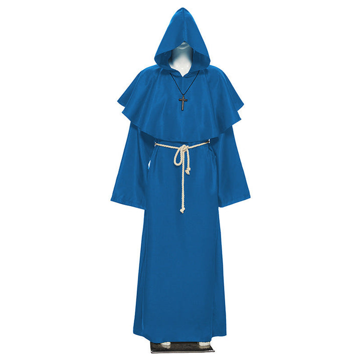 Wizard Costume Adult Medieval Hooded Cloak Priest Robe Renaissance Cape Timcosplay
