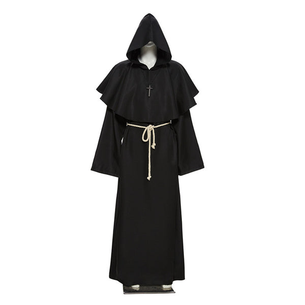 Wizard Costume Adult Medieval Hooded Cloak Priest Robe Renaissance Cape