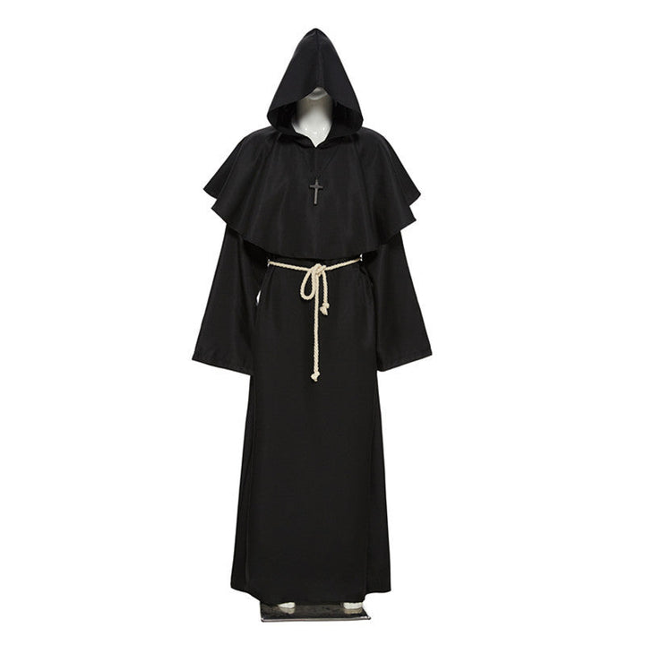 Wizard Costume Adult Medieval Hooded Cloak Priest Robe Renaissance Cape Timcosplay