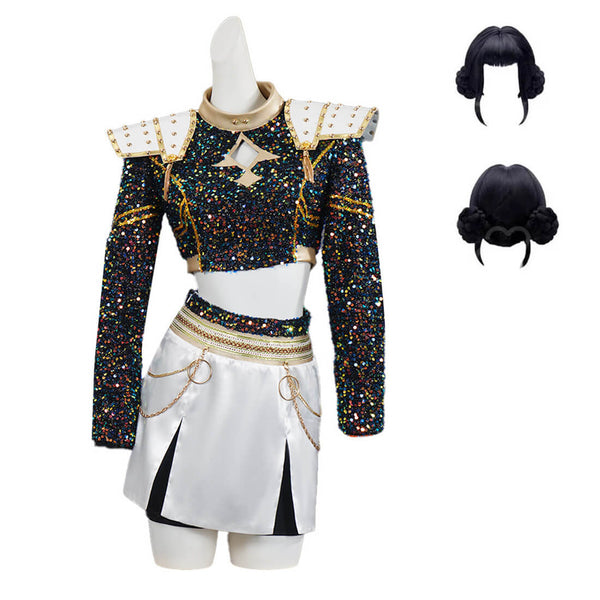 Kids Zoey Kpop Demon Hunters Costume Black Golden Dance Halloween Outfit Girls